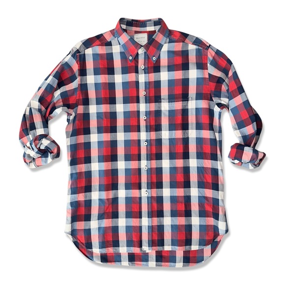 Billy Reid Buffalo Check Oxford Shirt Made in Italy - Picture 5 of 13